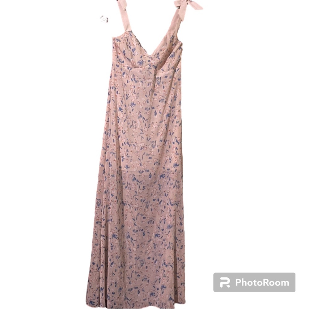 BCBGeneration long floral dress Size 6 tie bow shoulder straps